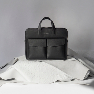 Сумка для ноутбука и документов Bocage Business из кожи теленка, черного цвета