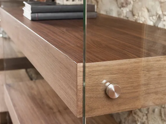 Стеллаж Angel Cerda 3091, орех, стекло