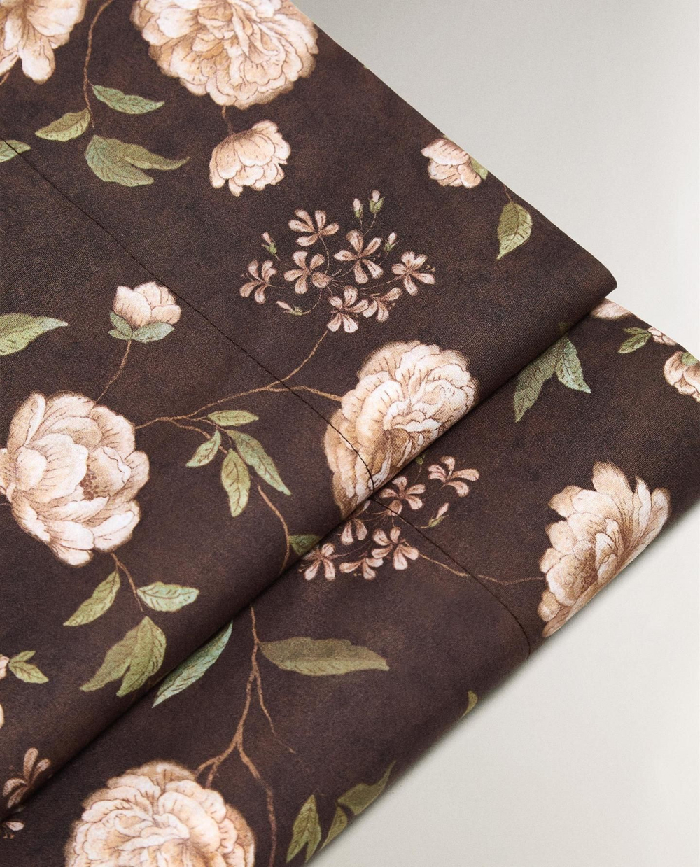 Zara Home - Простыня с цветочным принтом, коричневый, 270x280 см
