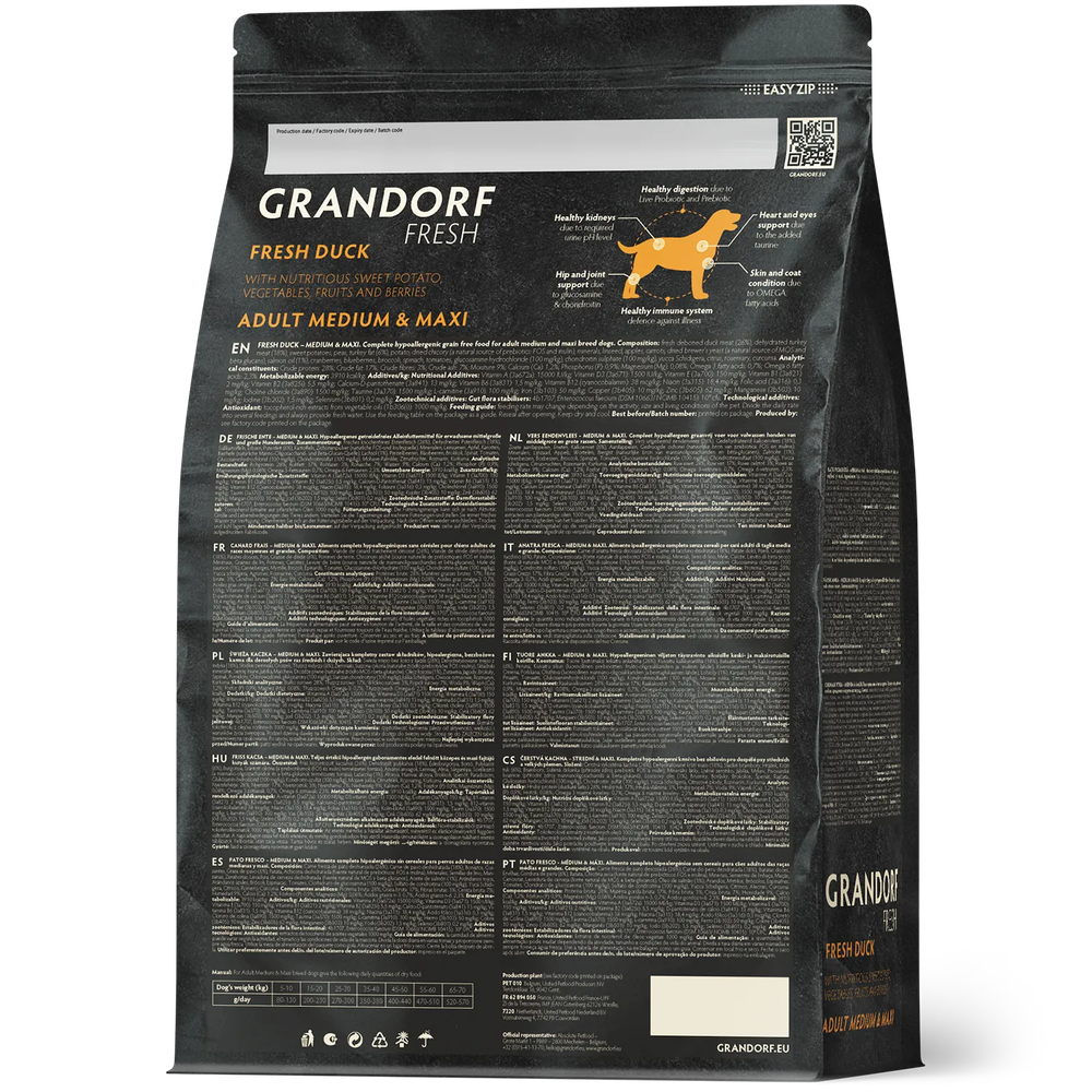 GRANDORF FRESH Свежее мясо утки с бататом для собак средних и крупных пород