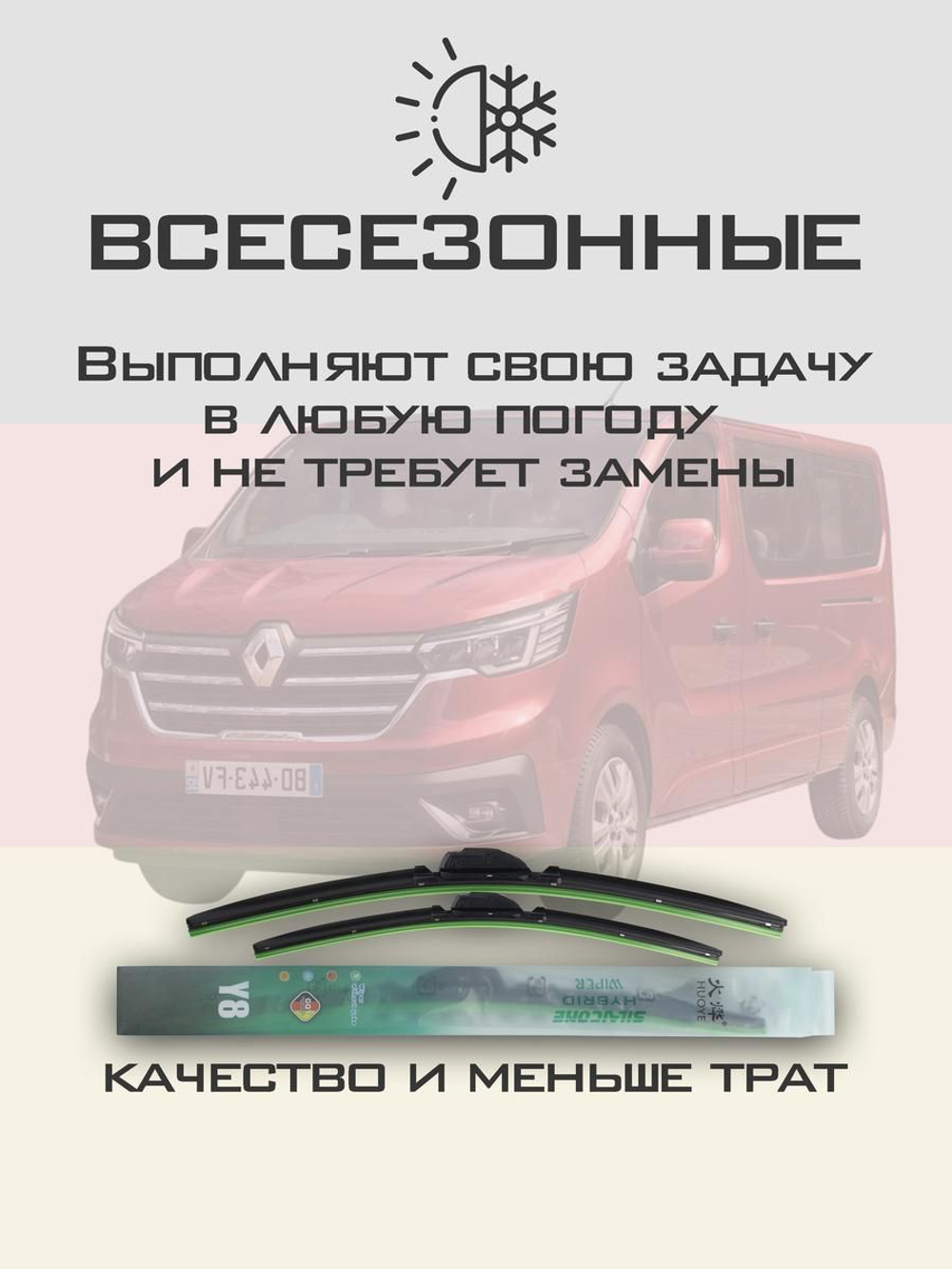 Щетки стеклоочистителя HUOYE Y8 650/475 мм на LandRover RangeRoverVelar | Push button