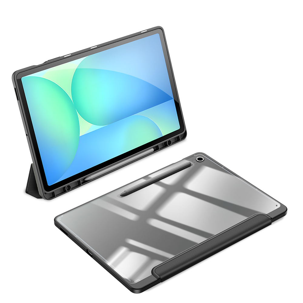 Чехол книжка черного цвета от Dux Ducis для Samsung Galaxy Tab S10 FE Plus, серия Toby Series Case, с функцией пробуждения и сна