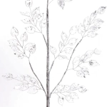 Ветка декоративная «Сияющие листья» 65 см, Серебро