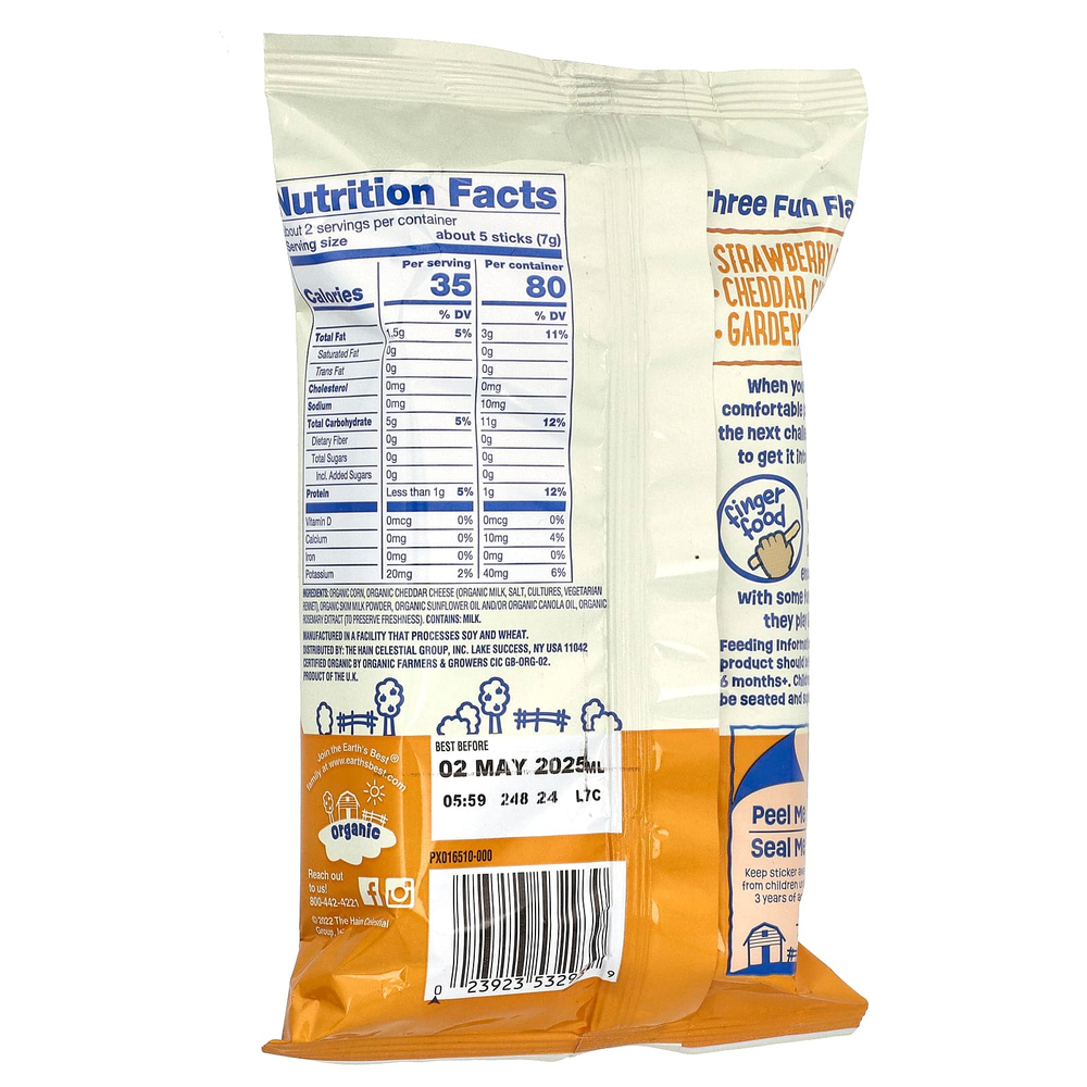 Earth's Best, Органические хрустящие палочки, от 6 месяцев, сыр чеддер, 16 г (0,56 унции)