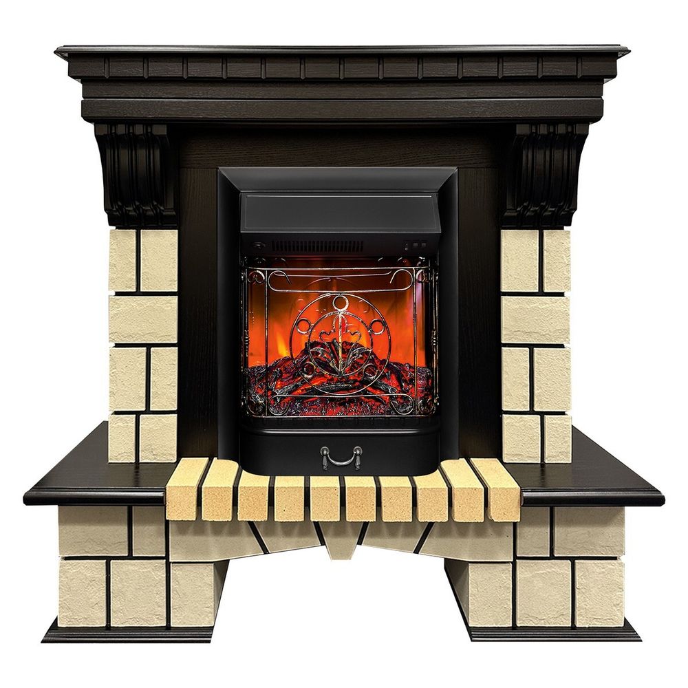 Электрокамин RealFlame Stone ML STD античный дуб c очагом Majestic Lux Black