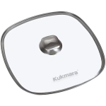 Крышка стеклянная квадратная 260мм с ободом и ручкой из нержавеющей стали,деколь серая