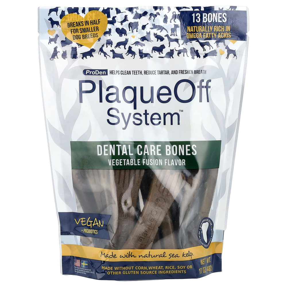 ProDen, PlaqueOff System™, Dental Care, кости, для собак, смесь овощей, 13 костей, 482 г (17 унций)