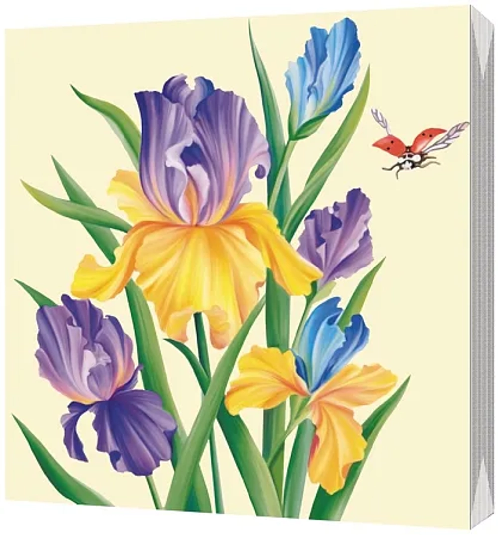 Салфетки трехслойные "Ирисы" 33х33см, 20шт.