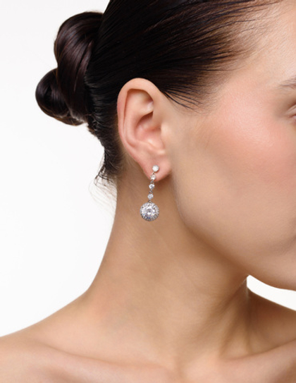 Серьги "Round Shine Long" Silver