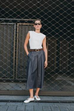 ZARA КОМБИНИРОВАННОЕ ПЛАТЬЕ С РЕМНЕМ, ЭКРЮ/СИНИЙ