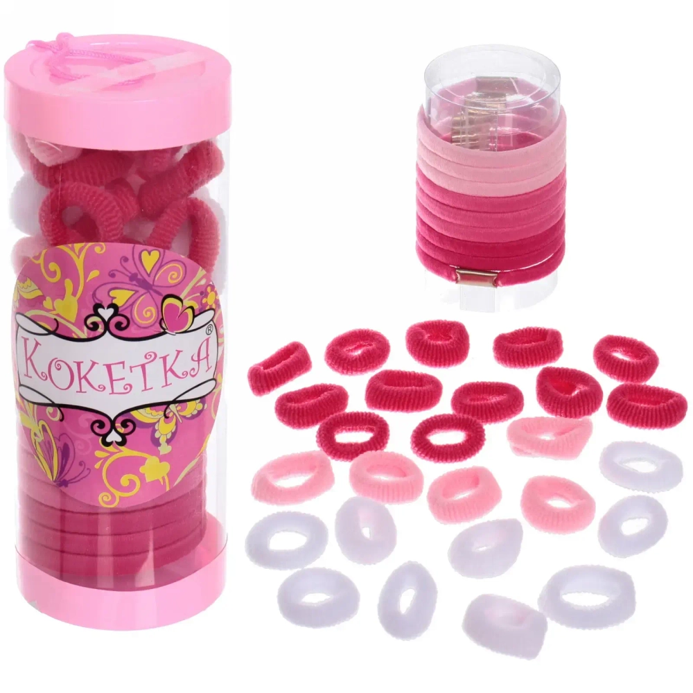 Резинки для волос детские в тубе 28шт «ЗАБАВА», зефирки, цвет розовый / белый, d-2см (наклейка Кокетка)