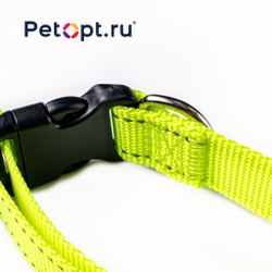 610010062-63-64-65 PetOpt Ошейник светоотражающий нейлон регулируемый с фиксатором Желтый неон. Конструкция "два кольца", фастекс