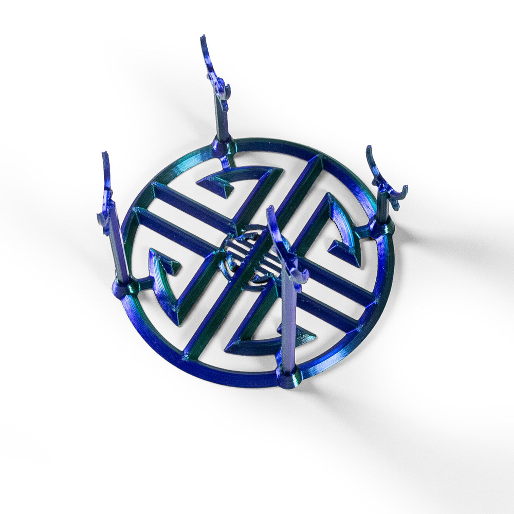 Подставка для дракона и шарнирных фигурок, зеленая с синим, 3D печать