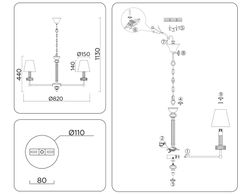 Ambrella Подвесная люстра с абажурами и хрусталем Classic LH71003