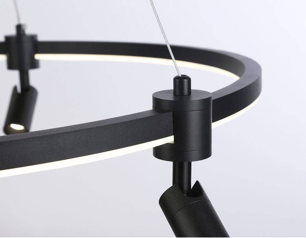 Светильник светодиодный подвесной с пультом FL5293/1+3 BK черный 54W 3000K/4200K/6400K+4200K D600*1200 (ПДУ ИК)