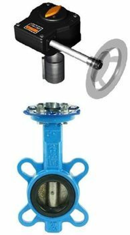 Water butterfly valve Elephant GGG50-GGG40-EPDM, body material - cast iron GGG50, disk material - cast iron GGG40, seal - EPDM with gear Pro-Gear Q-W