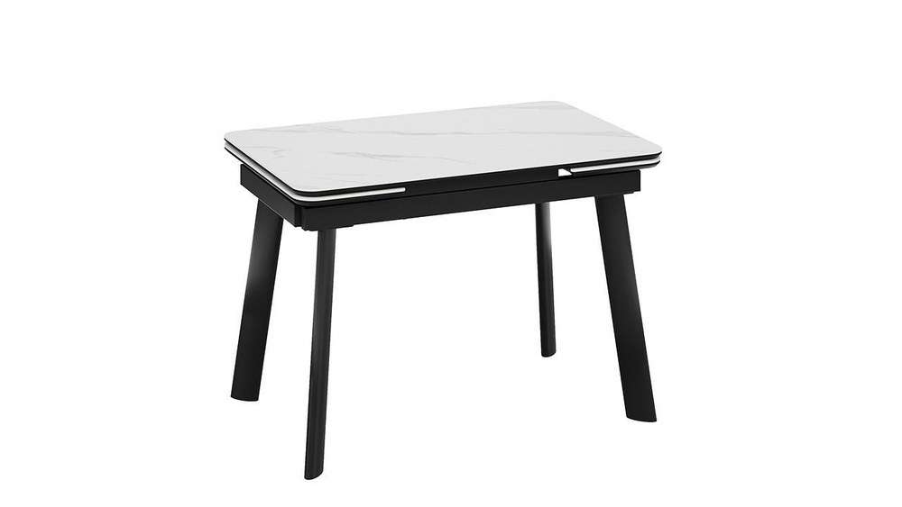 Стол кухонный обеденный раздвижной Черный муар/Керамика матовая черный мрамор 110(169)х70х77 см