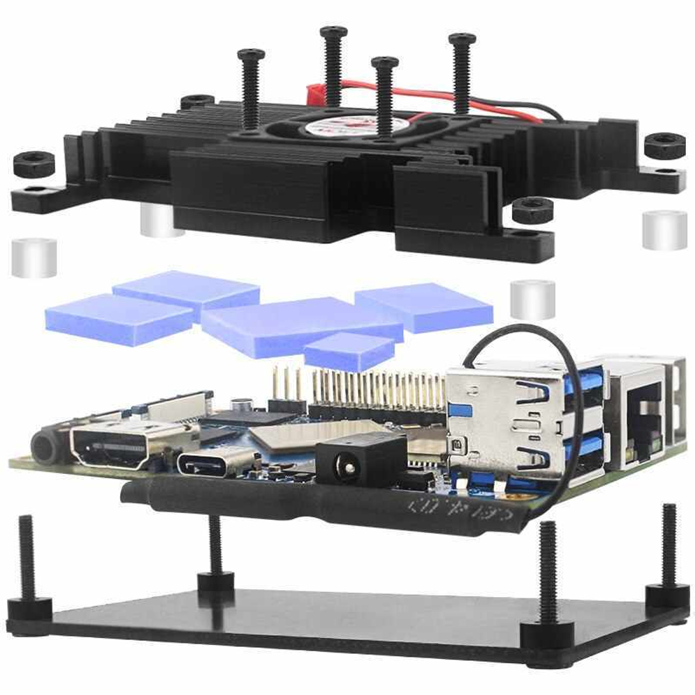 Металлический корпус для Orange Pi 4 с вентилятором