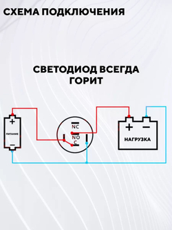 Кнопка металлическая, с индикатором, для монтажа на корпус (12-24 В, 22 мм)