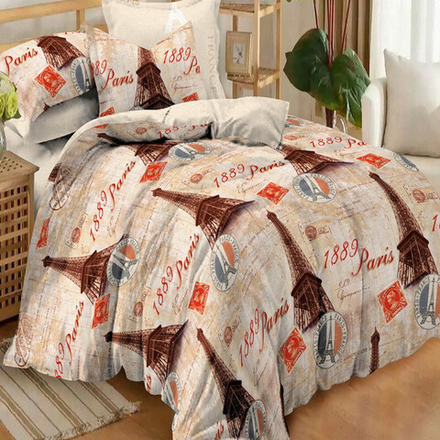 Комплект постельного белья "ВЛ. ПАРИЖ", поплин, 100% хлопок, Россия.