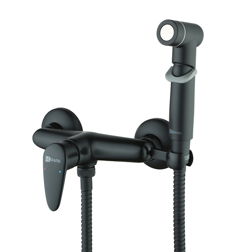 СМЕСИТЕЛЬ НАСТЕННЫЙ С ГИГИЕНИЧЕСКИМ ДУШЕМ ЧЕРНЫЙ LM3318BL PRAMEN