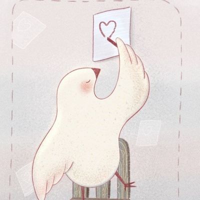 Птичка пишет письмо с любовью