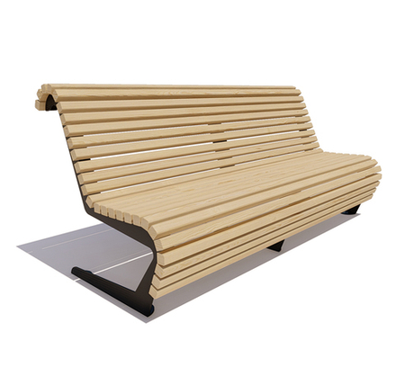 Скамейка стальная "Стрит" лиственница 1,5м, без подлокотников, лак