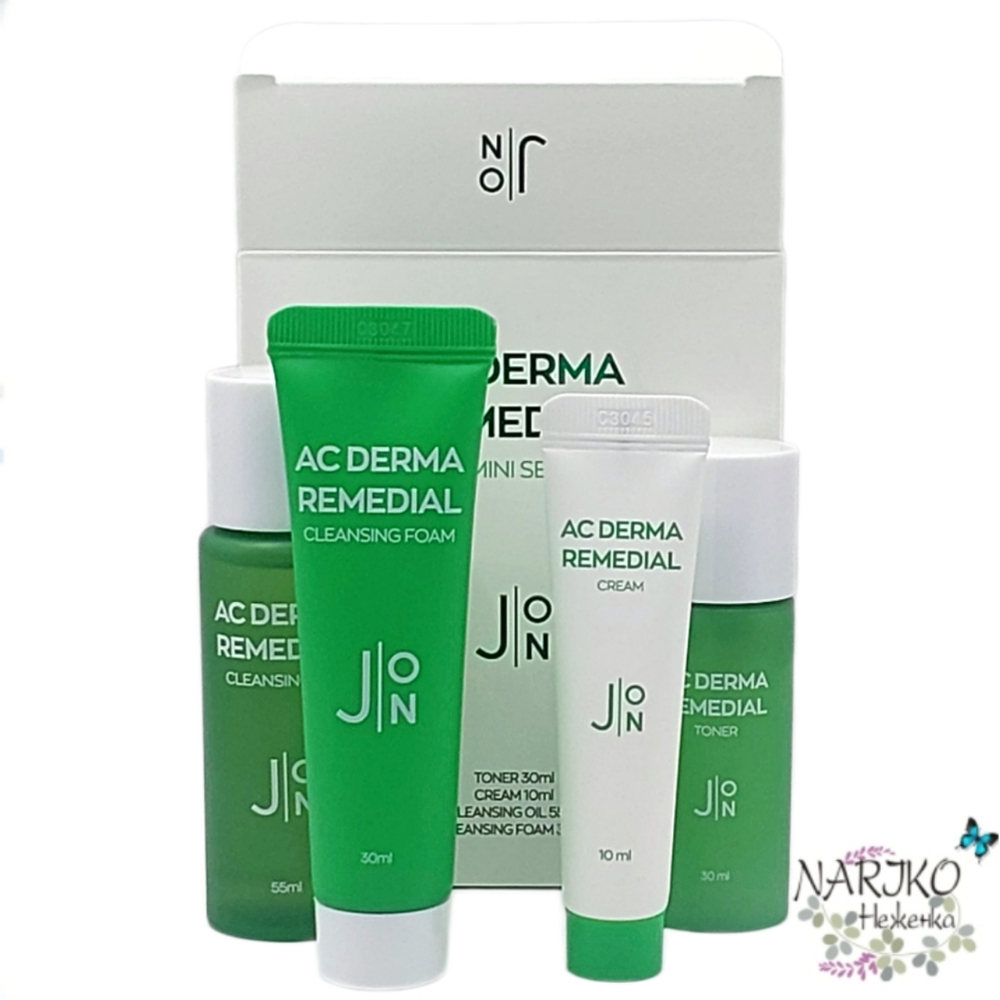 Набор миниатюр для ухода за кожей Стоп-акне J:ON AC DERMA REMEDIAL MINI SET, 55 мл, 10 мл, 30 мл, 30 мл.