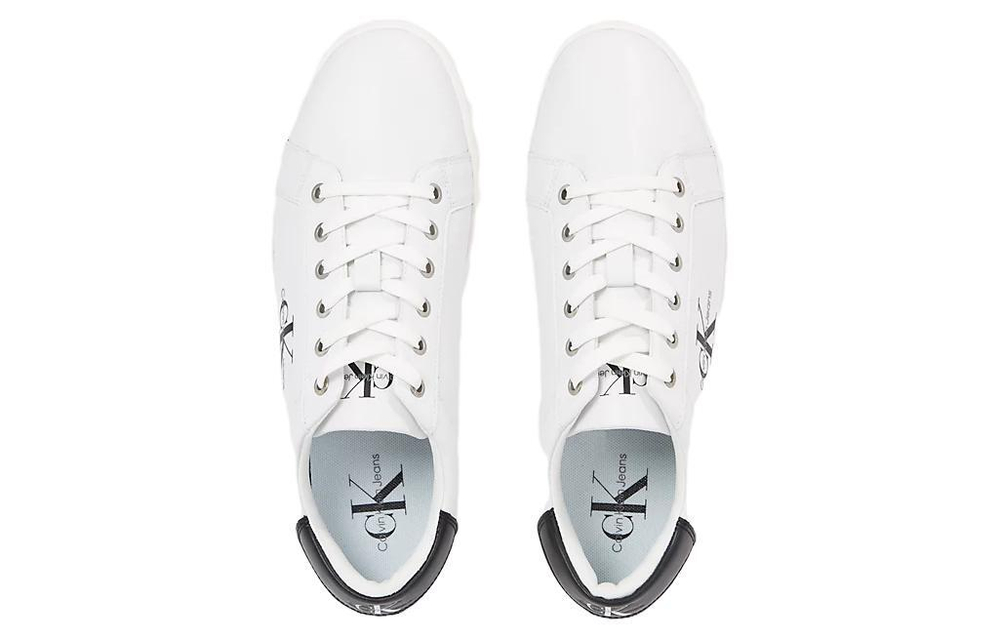 CK/Calvin Klein leather casual comfortable wear-resistant low-top sneakers men's white and black