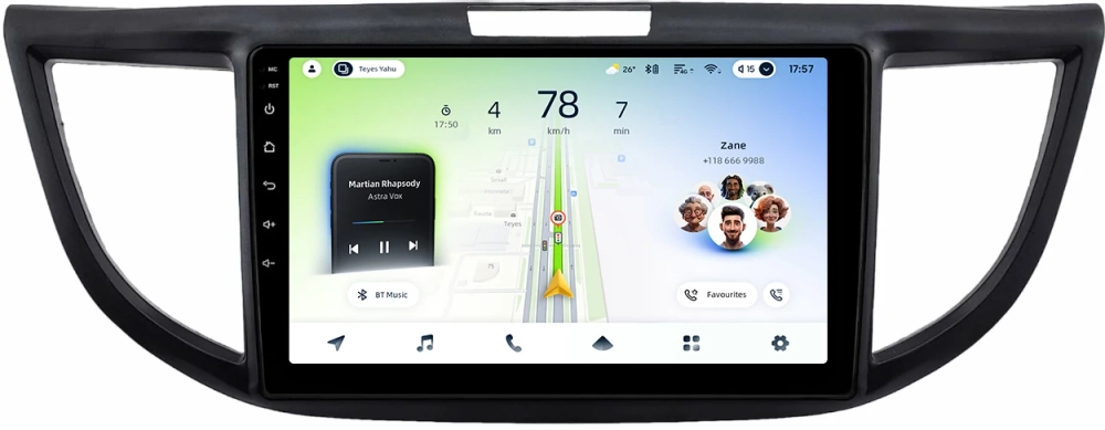 Магнитола для Honda CR-V 4 2012-2016 (большая рамка 9) - Teyes CC4L монитор 9" IPS на Android 14, Snapdragon 662, CarPlay, 4G SIM-слот