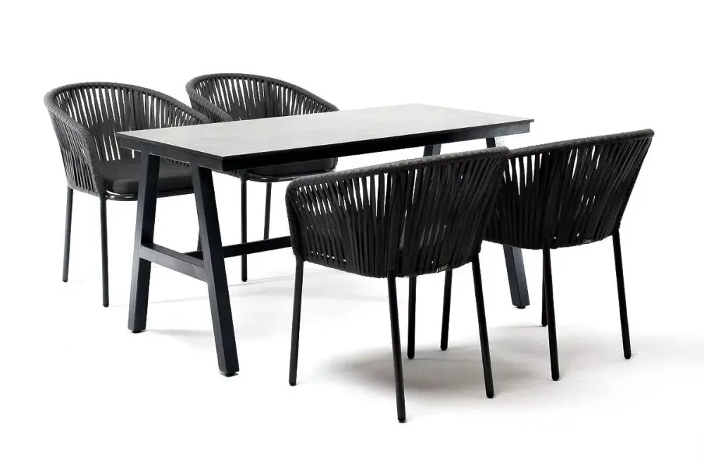 "Рио" обеденная группа на 4 персоны, стол HPL "серый гранит", цвет серый