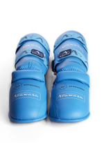 Защита голени и стопы для каратэ ARAWAZA синяя (одобрено для соревнований)