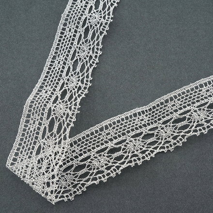 Кружево, состав 75% вискоза, 25 % полиэстер, ширина 29 мм, цвет серебряный (10013160/161220/0729791/