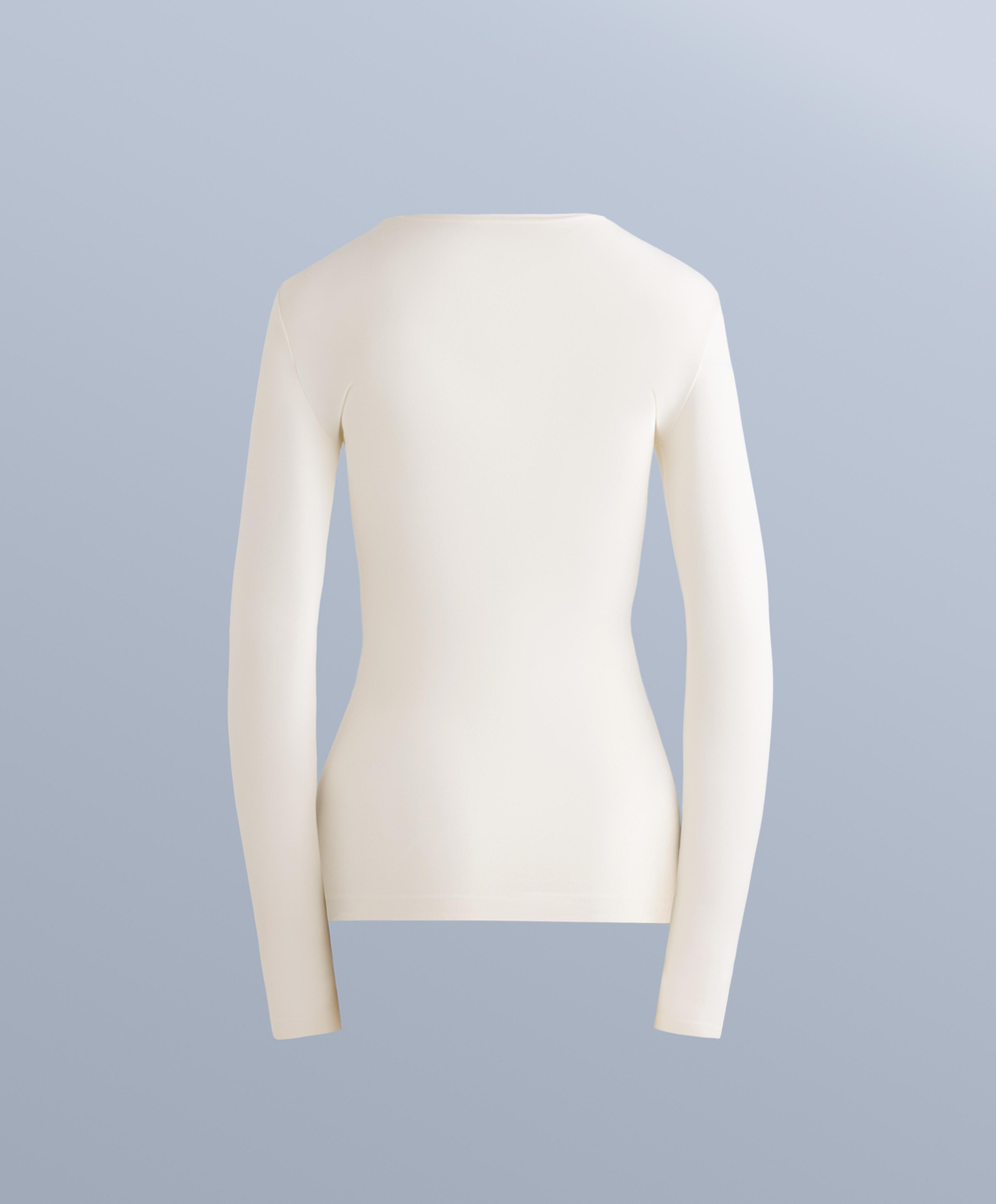 Oysho Бесшовная термофутболка базового слоя с длинными рукавами, экрю