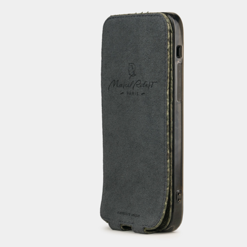 Чехол для iPhone 12 Pro Max из натуральной кожи питона, зеленого цвета