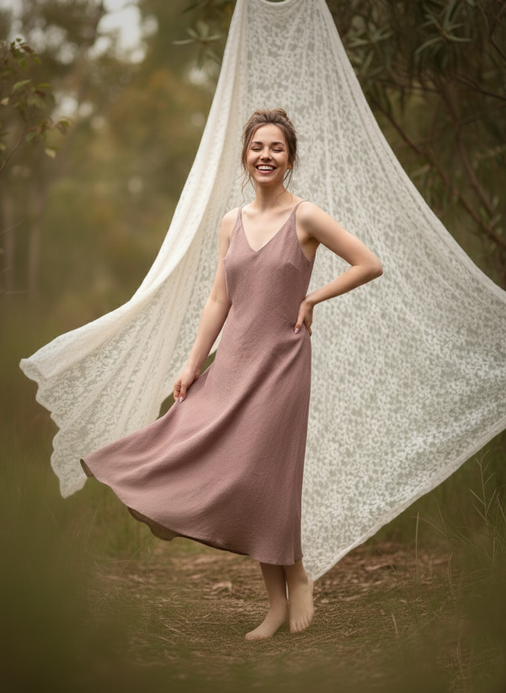 Платье Комбинация цвета латте