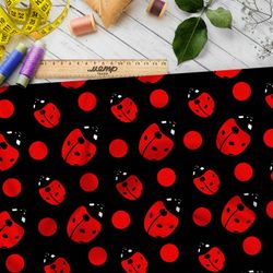 Ткань премиум таффета бижьи коровки