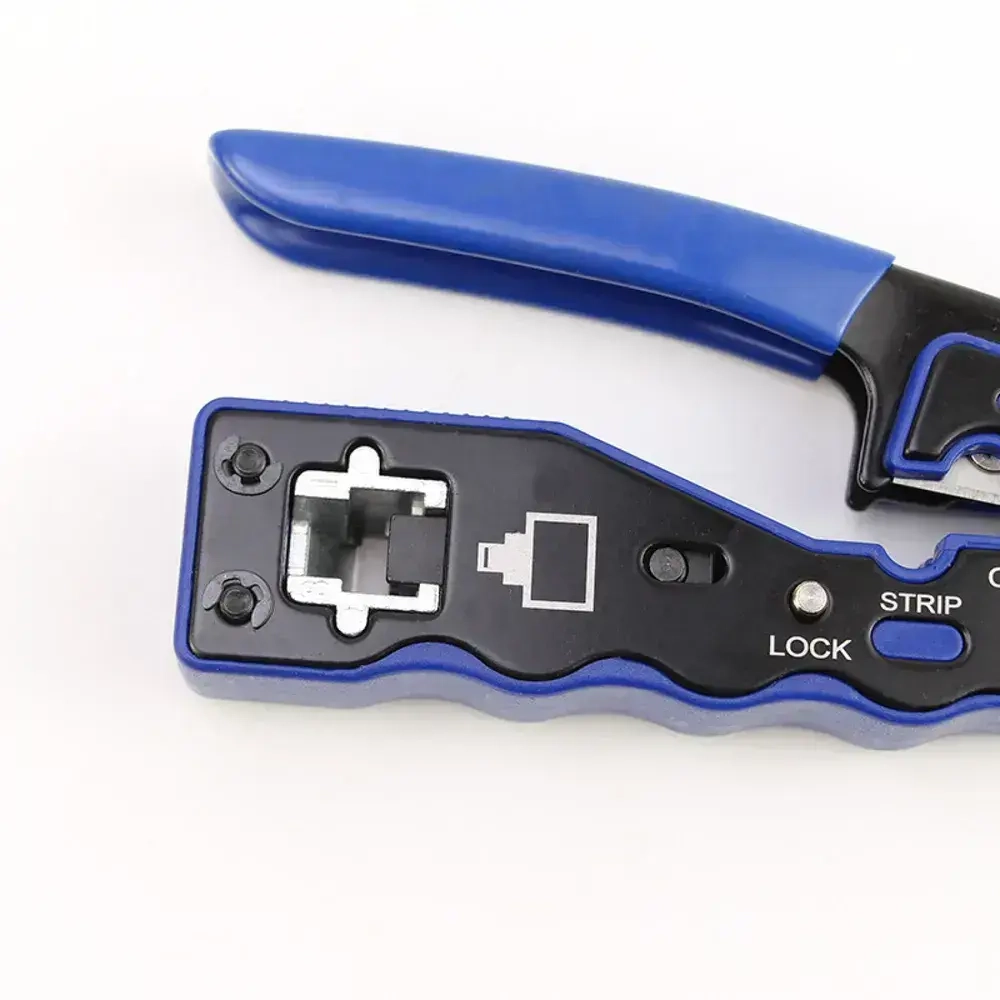 Кримпер rj45 для обжима витой пары, сквозной, многофункциональный, синий