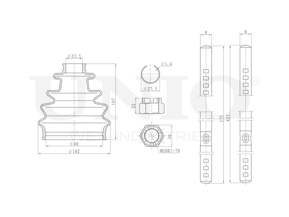 Пыльник ШРУСа (к-т) UNIO DUC-30107K