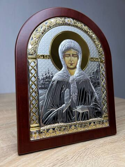 Матрона, икона арочная, красное дерево 175х225