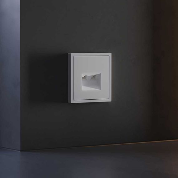 Накладка для розетки компьютерной двойной RJ45+RJ45 кат.6, S70 (серый) Voltum VLS001416