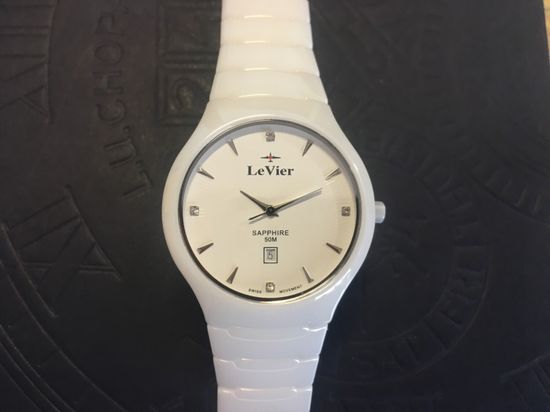 Женские  керамические наручные  часы  из Франции LeVier L 7508 M Wh