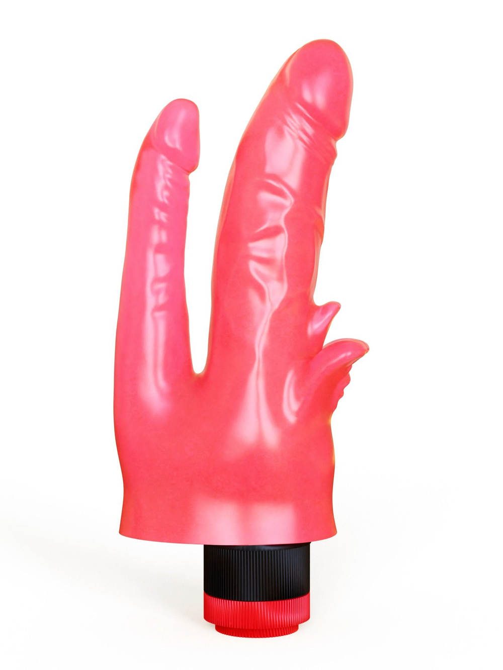 Двойной анально-вагинальный вибромассажёр с лепестками - 17 см. (Цвет: розовый)