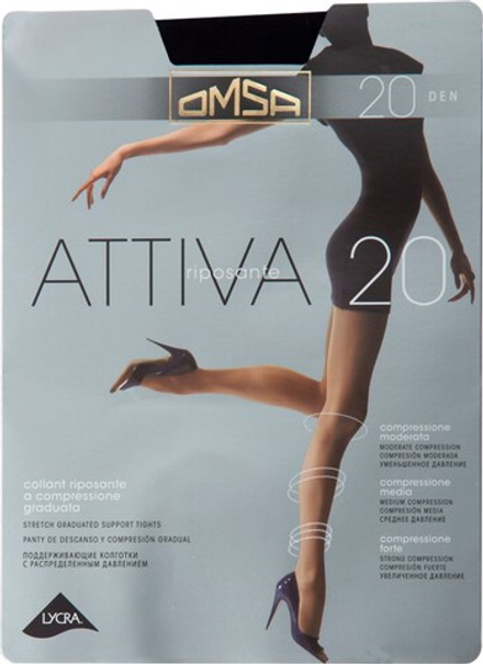 Omsa Attiva колготки с массажн.эффект. 20 den nero р.4 (L)