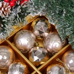 Новогодние шары «Зимняя вечеринка» 6 см (набор 16 шт), Шампань