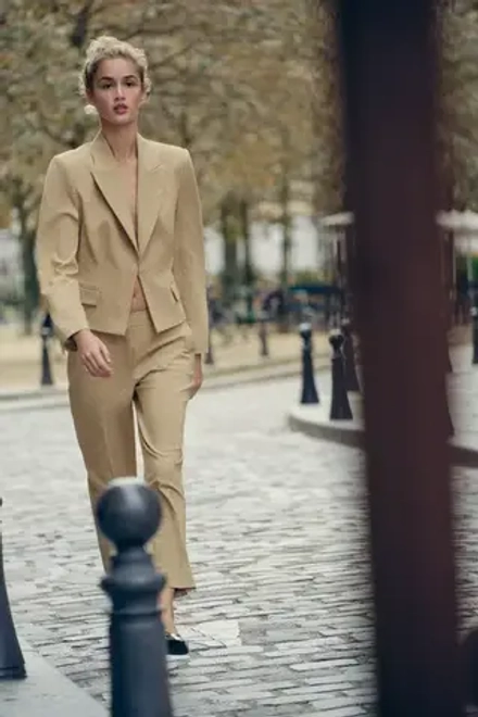 ZARA УКОРОЧЕННЫЕ БРЮКИ СО СТРАЗАМИ, МЯГКИЙ КАШТАНОВЫЙ