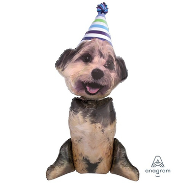 Фольгированный шар-фигура ходячая «Щенок в праздничном колпачке», 134 см