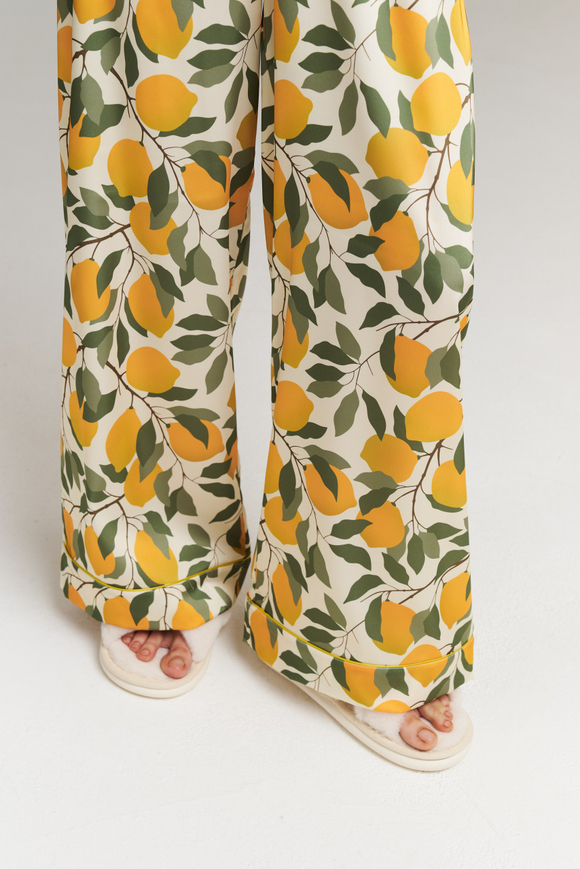 Шелковые брюки с кантом и лимонами
