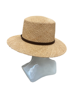 Канотье рафия с коричневым ремешком