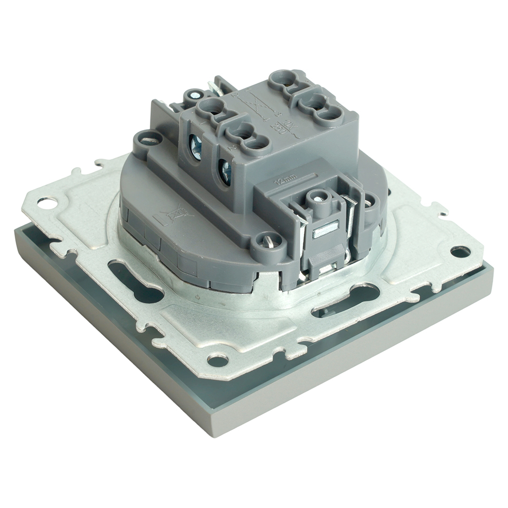 Переключатель перекрестный 1-клавишный (механизм), STEKKER, 250В, 10А, серия Эмили, RSW10-5110-10, платиново-серый, soft touch 49949